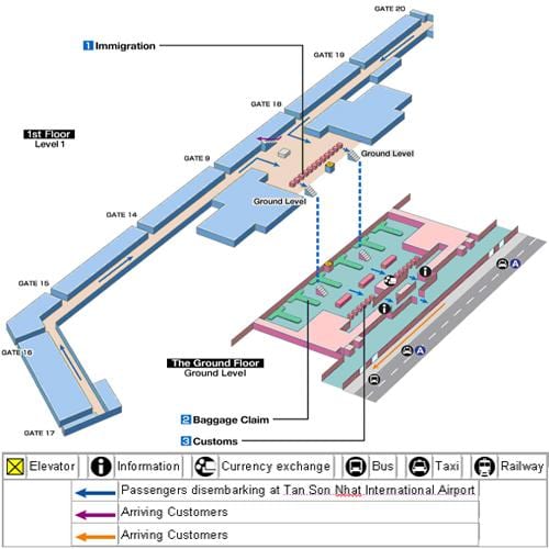 sajgonu aerodrom mapu