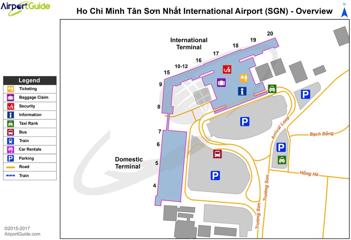 tan sin nhat međunarodni aerodrom mapu